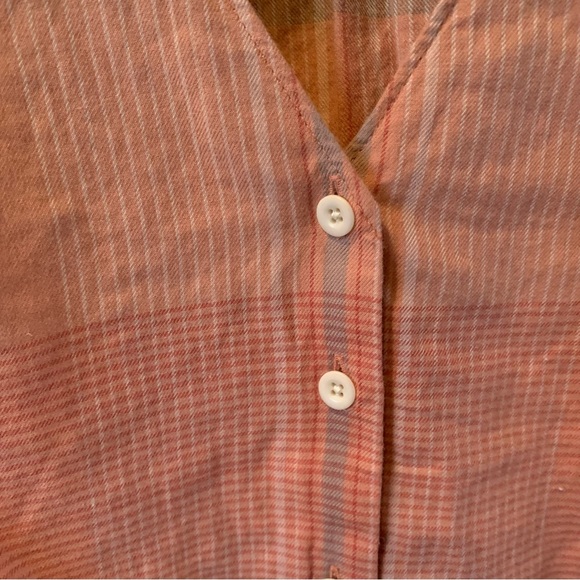 Madewell | Morning View Tie-Sleeve Shirt in Peach Plaid - Picture 8 of 12